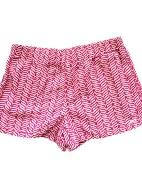 Vineyard Vines Girls Pink White Print Pull-On Shorts Cotton Lined Size L